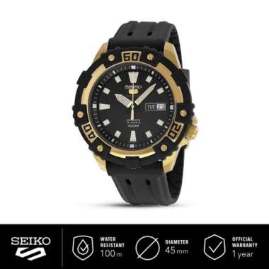Jam Tangan Pria Seiko 5 Original Sports Automatic SRP480 Black Gold