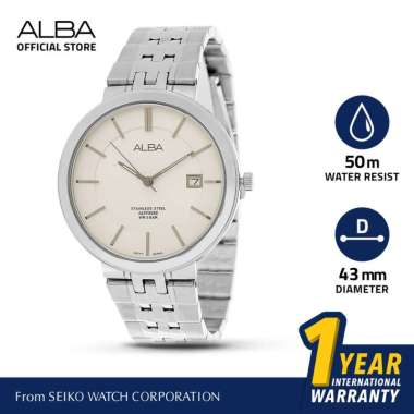 Jam Tangan Pria Alba PRESTIGE Quartz Stainless Steel AS9D83 Original Silver
