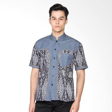Jogja Batik Hem A Kombinasi Kemeja Koko Pria - Denim