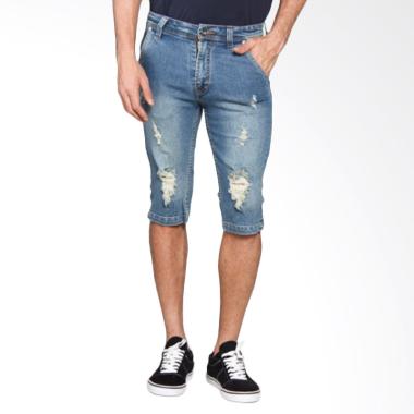 Bronco 3142 Denim Shorts Ripped Celana Pendek Pria - Blue