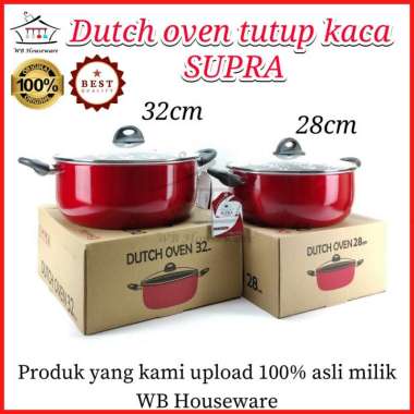 panci tutup kaca motif teflon anti lengket - Dutch oven SUPRA - 32 cm