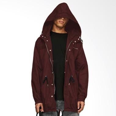Jfashion Jaket Hoodie Parka Tangan Panjang Pria - Raven Marun