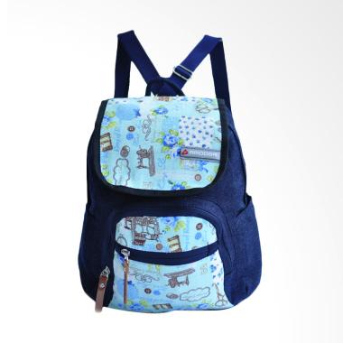 Amooba Serut Rainbow Backpack Wanita - Biru