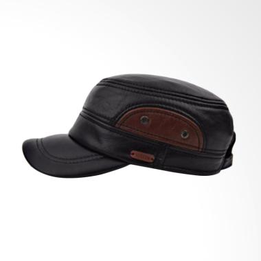 Topi Kulit Fashion Topi Pria - Black