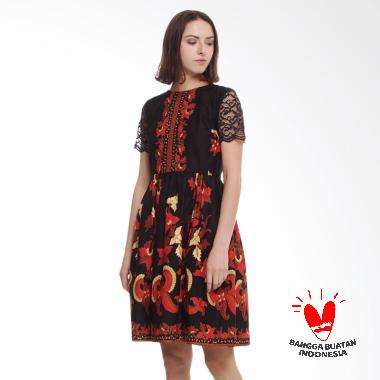 Benangsari Ersita Dress Terusan Batik Wanita - Hitam Merah