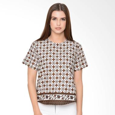 FBW Fiona Split Back Batik Blouse - Putih