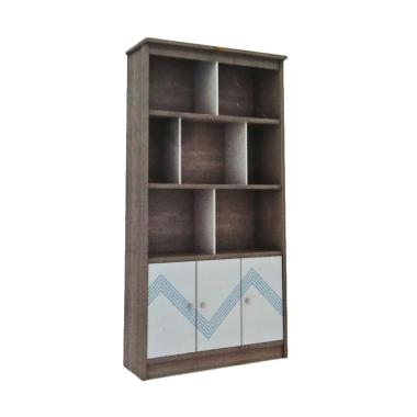 Creova Rustic Natural Rak Buku - Abu