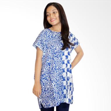 Batik Alhadi BPT001-23D Batik Blous ... Baju Tidur Wanita - Biru