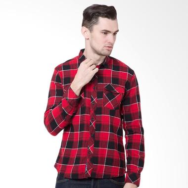 Osella Man Twill Flanel Shirt Long Sleeve Kemeja Pria - Red