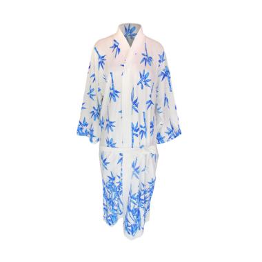 Rainy Collections Motif Daun Bambu  Handuk Kimono Dewasa - Biru
