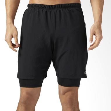 Reebok Running 2 in 1 Short Celana Olahraga Pria - Black [BR2055]
