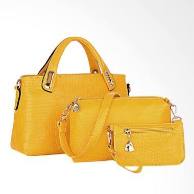 Lansdeal Purse Leather Women Bag Set - Yellow