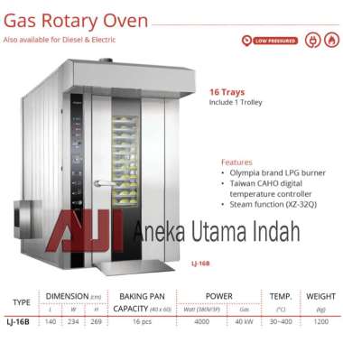 GETRA LJ-16B Gas Rotary Oven / Oven Gas Sistem Putar / Oven Roti Kue