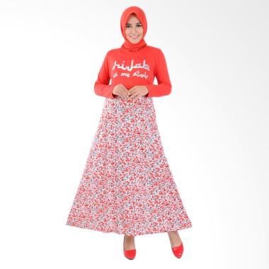 Jfashion Maxi Tangan Panjang Print ... Long Dress Gamis - Orange
