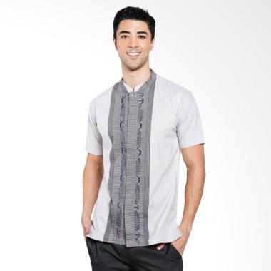 ISBAT Erin Collection Baju Koko Pria - Putih Kombinasi Abu-Abu