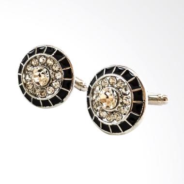 Houseofcuff French Cuff Studded Circle Cufflinks Manset Kancing Kemeja - Black Black