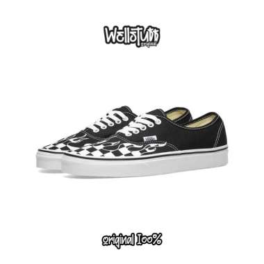 black and white checkered flame vans