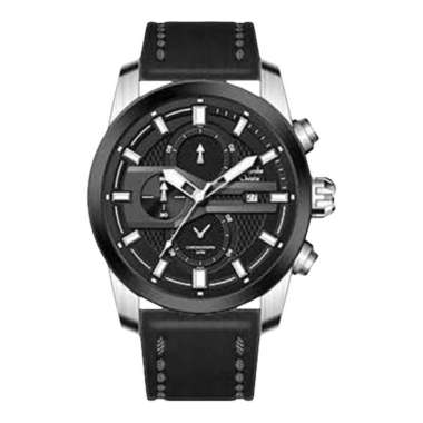 Alexandre Christie AC 6562 MCLTBBA Chronograph Men Black Dial Black Leather Strap [Machtwatch] Hitam
