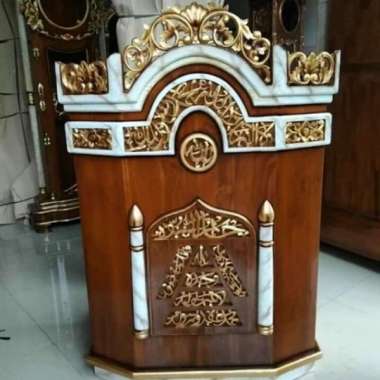 Mimbar Masjid Podium Pidato Minimalis Kayu Jati