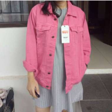 jaket denim pink