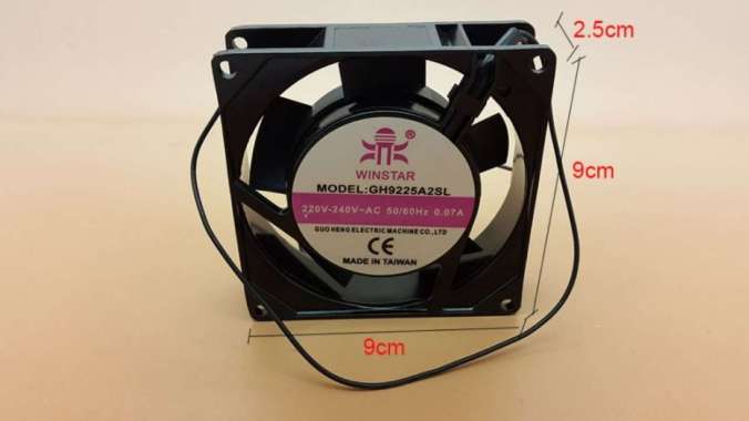 Winstar Cooling Fan AC 220V ukuran 9cm x 9cm x 2.5cm / kipas hitam