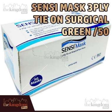 Sensi Mask 3ply Tie On Surgical Mask Green /50 Masker Earloop
