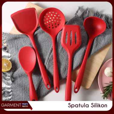 Spatula Silikon Sutil Silicone Kitchen Tool Set Teflon Wajan Masak Anti Lengkat Tahan Panas Premium 