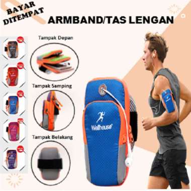 Armband Sport Tas Lengan HP untuk Olahraga armband running gym sport armband case biru