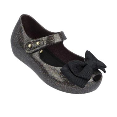 Mini Melissa Sweet Classic Sepatu Anak Perempuan - Black Glitter