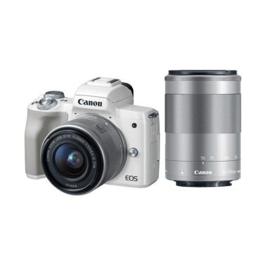 Canon EOS M50 Kit 15-45mm Kamera Mirrorless - White + Lensa 55-200mm