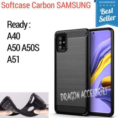 Softcase A51 A50 A50S A40 Samsung Silikon Slim Fit Carbon Fiber Case Casing Shockproof Cover A51
