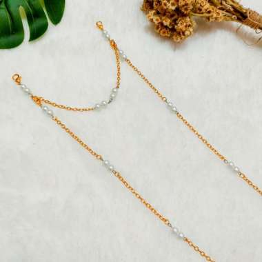 2in1 CHAIN STRAP MASKER - TALI MASKER HIJAB RANTAI Sepasang OO gold