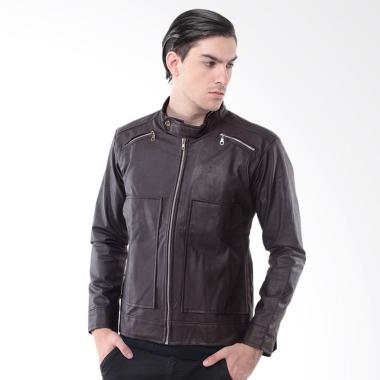 Alphawear Kulit Exclusive Style Jaket Pria - Brown