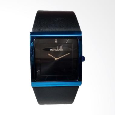 Condotti Piazza Blue Stainless Steel Black Leather Strap Jam Tangan Pria [CN2059-BL03-L03] Blue