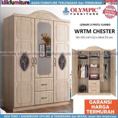 SALE ! WRTM Lemari Pakaian 3 Pintu Olympic Jumbo