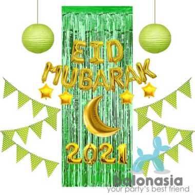 Balonasia set lebaran/idul fitri hijau lampion 1 Pcs Tirai