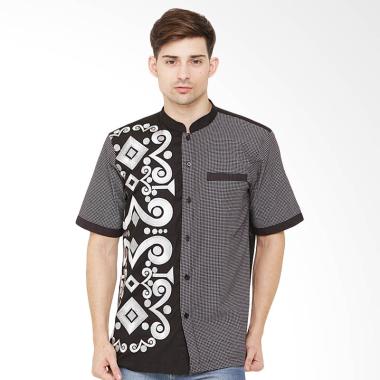JAVA SEVEN Koko Tangan Pendek Baju Muslim Pria - Hitam Kom [JSR 026]