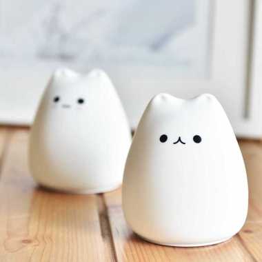 Cat Lampu Tidur LED RGB Light Model Cute Cat - LJC-124 Putih