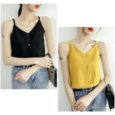 Tanktop Twiscone / Tanktop Korean / Blouse Top / Atasan Tanktop - Hitam Hitam
