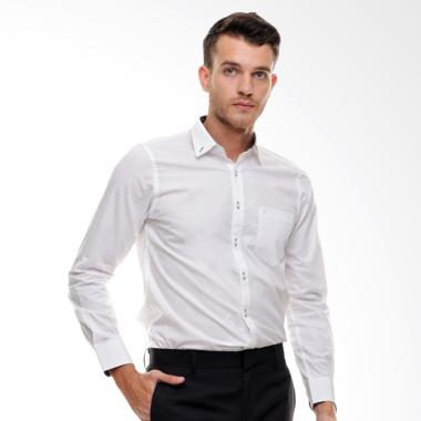 Johnwin Slim Fit Formal Lengan Panjang Kemeja Pria - Putih