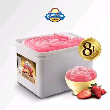 Promo Harga Campina Ice Cream Strawberry 8000 ml - Blibli