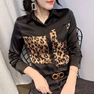 Kemeja Kombi Leopard-kemeja lengan panjang-kemeja korean - Kemeja Femina