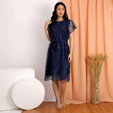 SHIYAN Dress Model Midi Dres Jovita Brukat Bordir LD 110 Tullle Glitter Mutiara Brokat Tille Brokat 