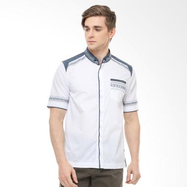 LGS Motif Bordir Slim Fit Baju Koko Pria - Putih