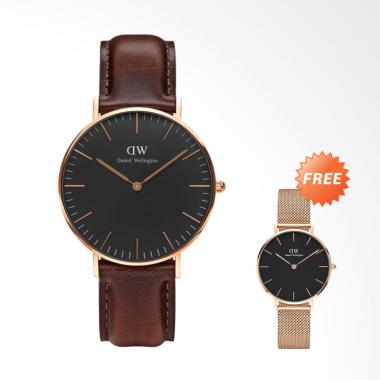 Daniel Wellington Classic Black Bri ... ose- Rose Gold Dark Brown