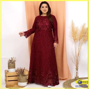 SHIYAN GAMIS TUNIK LEBARAN WANITA MODEL MARWAH LD 105 BIG SIZE TULLE BORDIR MUTIARA MAXI LEBARAN MUS
