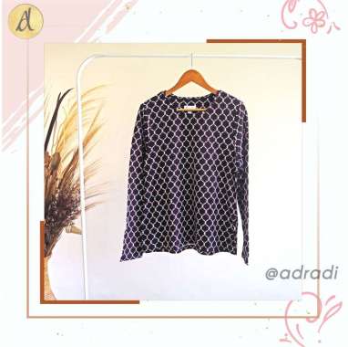 Atasan blouse batik hitam wanita perempuan baju branded XXL