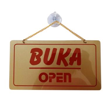 MG Sticker Pintu Buka Tutup Sign Board Open Close Gold