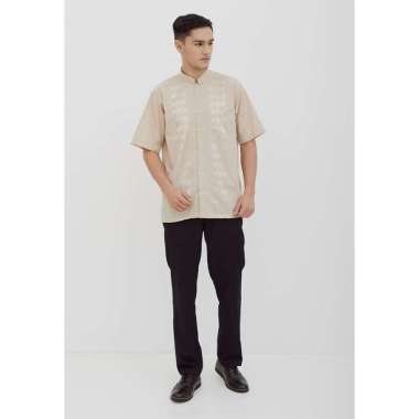 Kemeja ALISAN ORIGINAL Baju Koko Bordir Lengan Pendek Cokelat KBOKO00074COKELATSS M