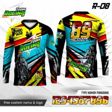 Jersey racing speed war baju balap kaos motor lengan panjang BIRU XXXL